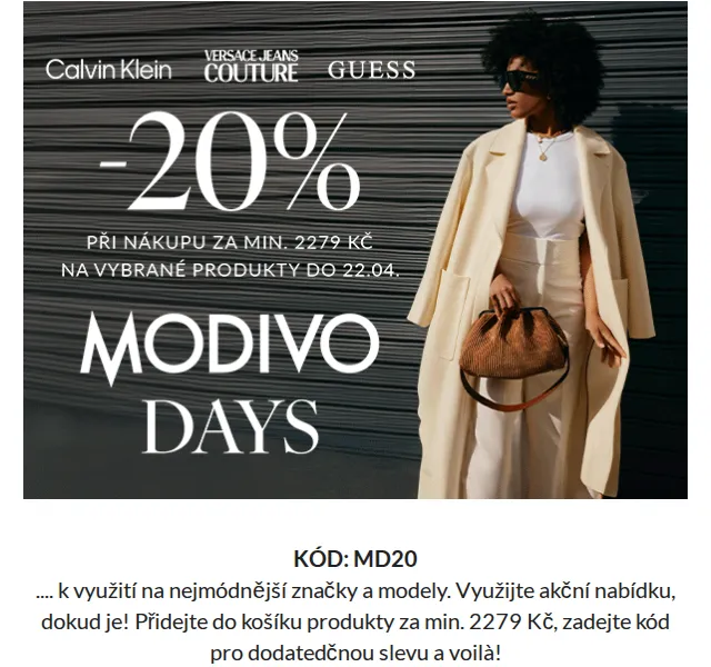 Modivo: MODIVO DAYS -20 % na módu – červen 2026 | Nuslet.cz