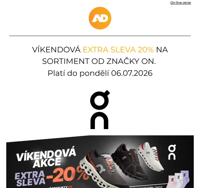 AD Sport: ON sleva 20 % – červenec 2026 | Nuslet.cz