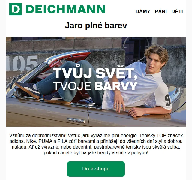 DEICHMANN: Barevné tenisky adidas, Nike, PUMA a FILA – červen 2026 | Nuslet.cz