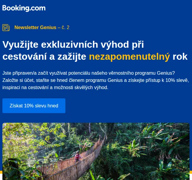 Booking.com: Genius věrnostní program s 10% slevou – červen 2026 | Nuslet.cz