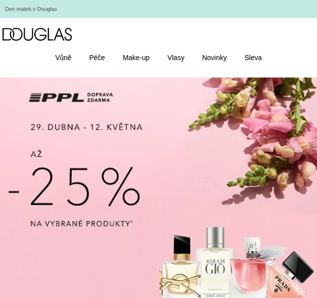 Douglas CZ: 25% sleva na parfémy a kosmetiku – červen 2026 | Nuslet.cz