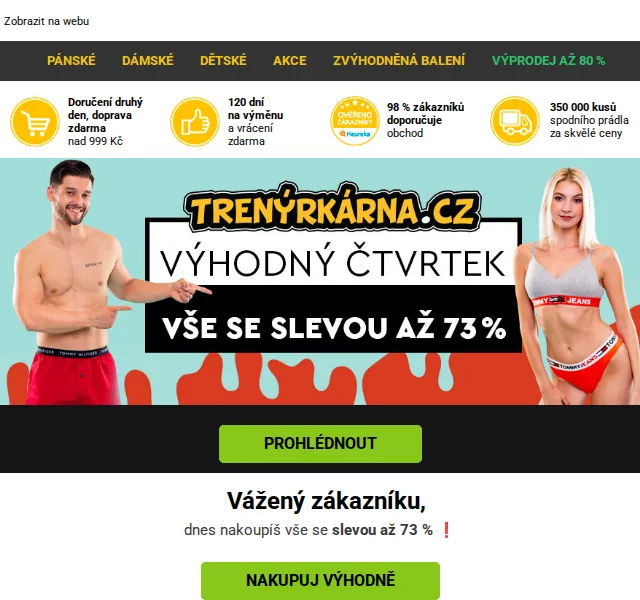 Trenýrkárna.cz: Sleva až 73 % na prádlo Calvin Klein, Tommy Hilfiger – červenec 2026 | Nuslet.cz