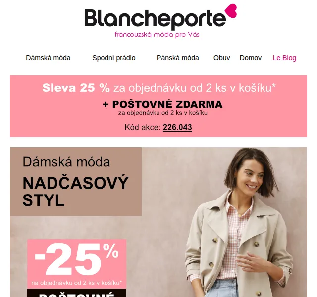 Blancheporte: Jarní svršky s 25% slevou – červen 2026 | Nuslet.cz