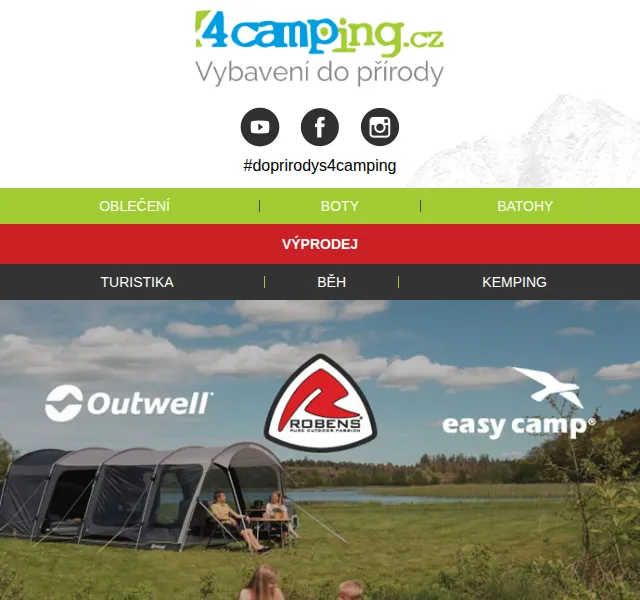 4camping.cz: Outwell, Easy Camp, Robens – kempingová akce – červen 2026 | Nuslet.cz