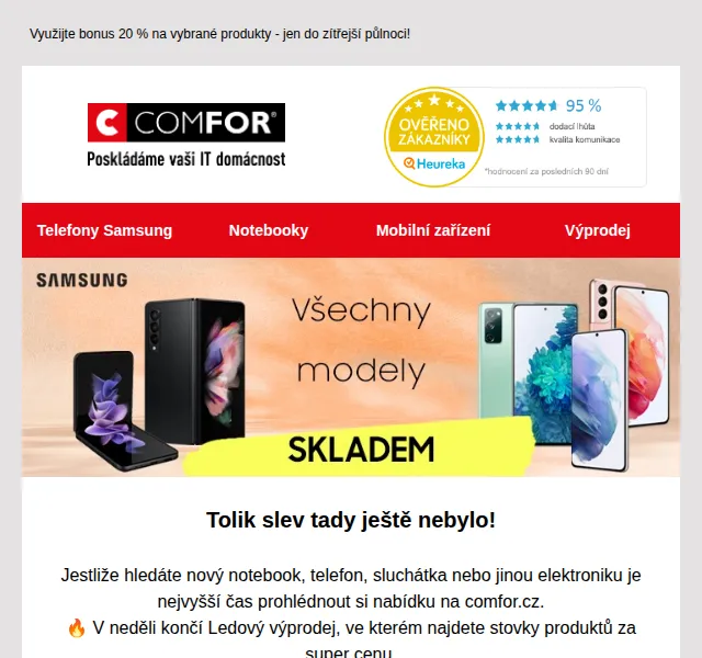 Comfor: Sleva 20 % na elektroniku – červen 2026 | Nuslet.cz
