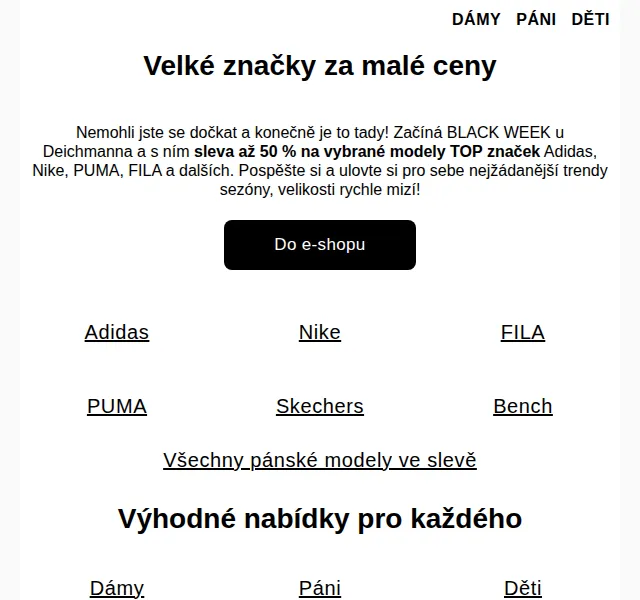 DEICHMANN: Black Week sleva až 50 % na Adidas, Nike, PUMA – červenec 2026 | Nuslet.cz
