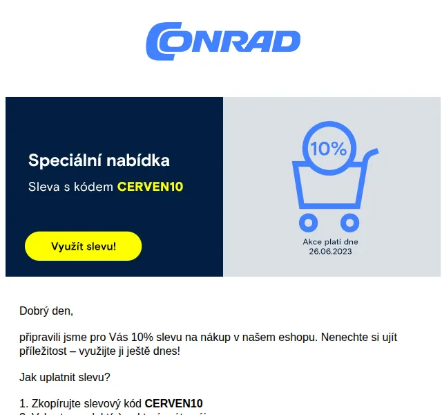 Conrad Electronic: sleva 10 % na celý sortiment – červen 2023 | Nuslet.cz