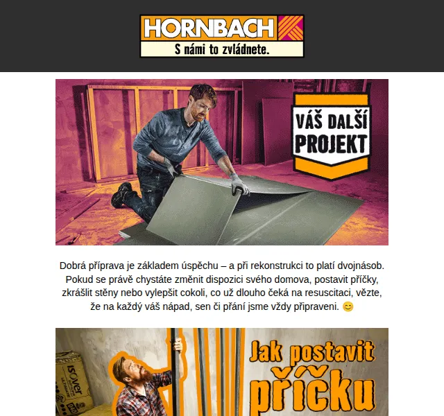 HORNBACH: Sádrokarton Knauf od 94 Kč/m² – září 2026