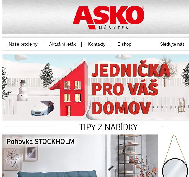 Asko Nábytek: Bytové doplňky a obývací stěny se slevou 10 % – červen 2026 | Nuslet.cz