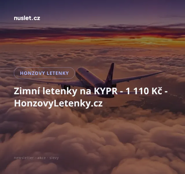 Honzovy letenky: Kypr od 1 110 Kč – červenec 2026 | Nuslet.cz