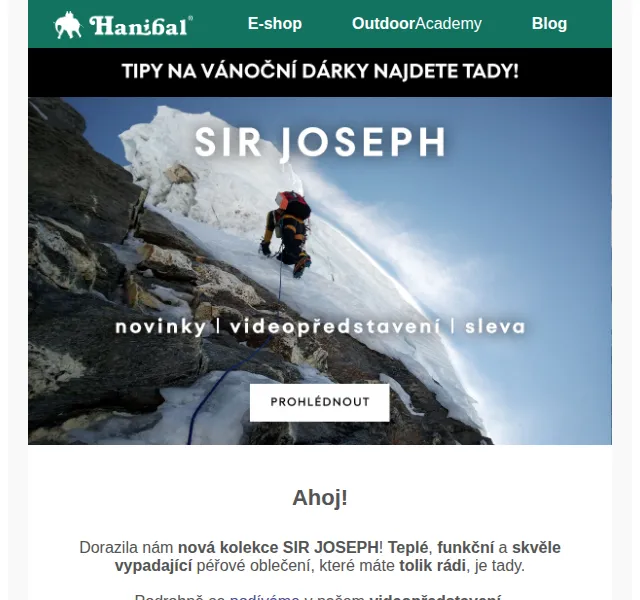 Hanibal: Nová kolekce SIR JOSEPH se slevou 20 % – červen 2026 | Nuslet.cz