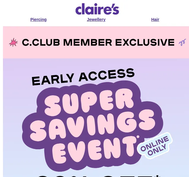 Claire's: Super Savings Event – červenec 2025 | Nuslet.cz