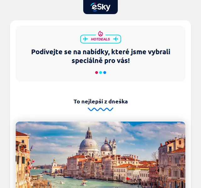 eSky: Benátky od 722 Kč, Řím od 1048 Kč – říjen 2026 | Nuslet.cz