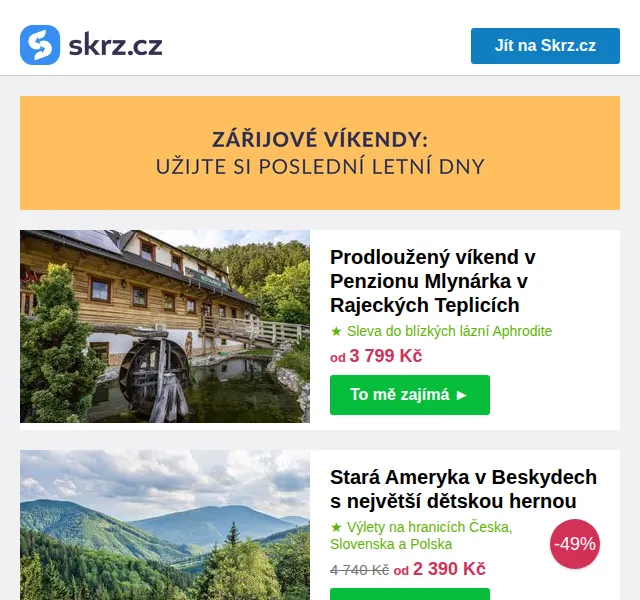 Vánoce na Skrz: Pobyty se slevou až 49 % – září 2026 | Nuslet.cz