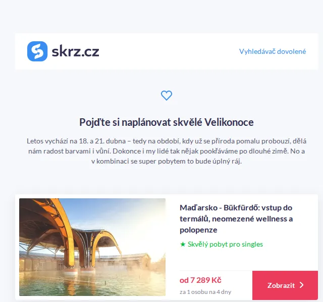 Vánoce na Skrz: Velikonoční pobyty v ČR a Maďarsku – červenec 2026 | Nuslet.cz