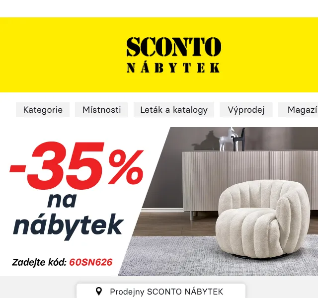 Sconto: -35 % na nábytek – červen 2026 | Nuslet.cz