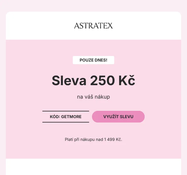 Astratex: 250 Kč sleva + 60 % – duben 2026 | Nuslet