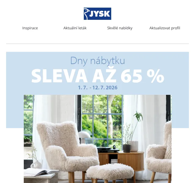 JYSK: Nábytku až -50 % – červenec 2026 | Nuslet.cz