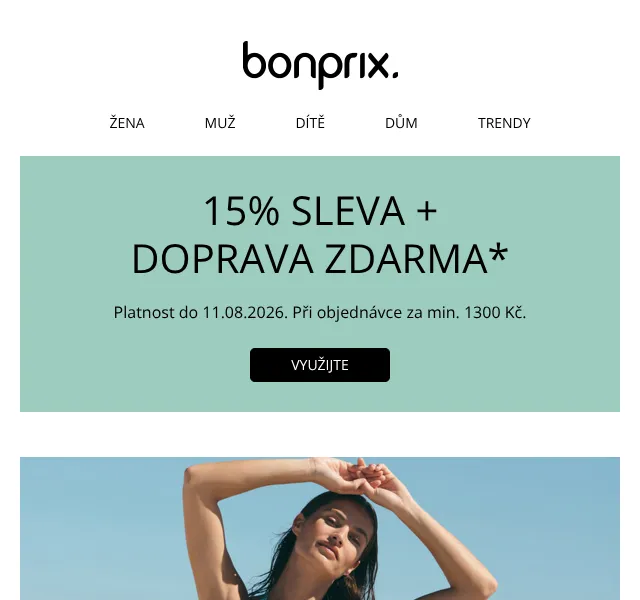 Bonprix: 15% sleva + doprava zdarma – srpen 2026 | Nuslet.cz