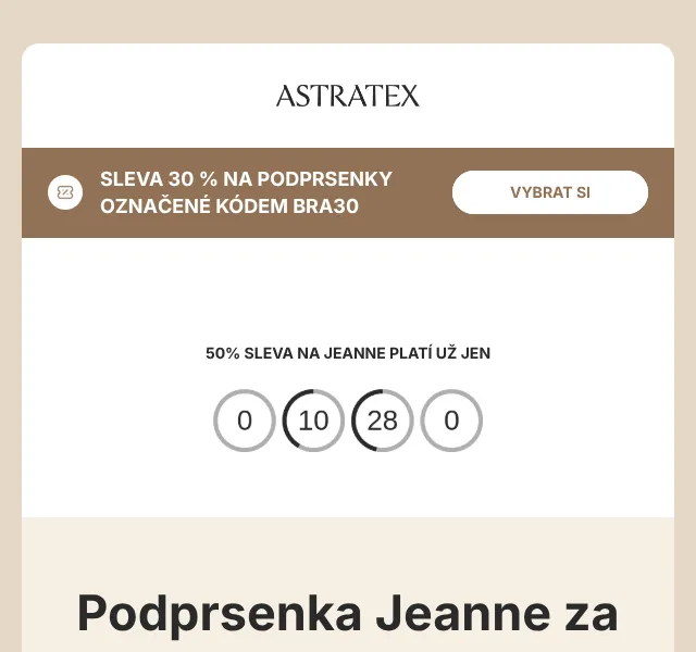 Astratex: Podprsenka Jeanne 675 Kč – srpen 2026