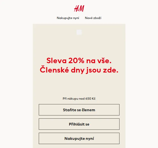 H&M: 20 % sleva na vše – června 2026 | Nuslet.cz