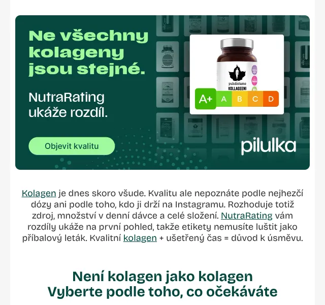 Pilulka.cz: Kolageny s NutraRating – červenec 2026 | Nuslet.cz