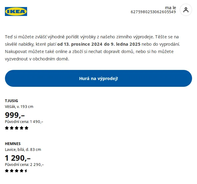 Ikea: Zimní výprodej – úspora až 43 % – červen 2026 | Nuslet.cz