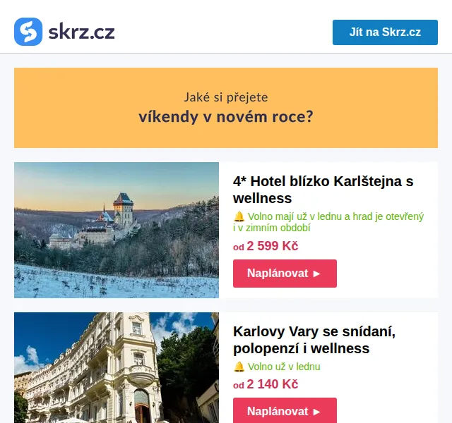 Skrz.cz: Wellness pobyty od 1 790 Kč – leden 2026 | Nuslet.cz
