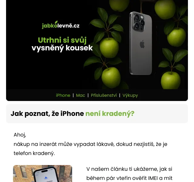 JabkoLevně.cz: iPhone 16 a MacBook sleva až 45 % – květen 2026