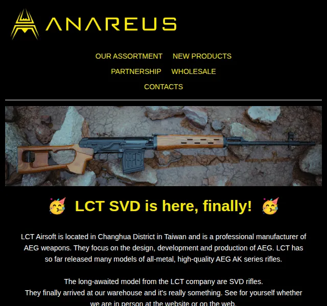 ANAREUS: LCT SVD AEG skladem – červen 2026 | Nuslet.cz