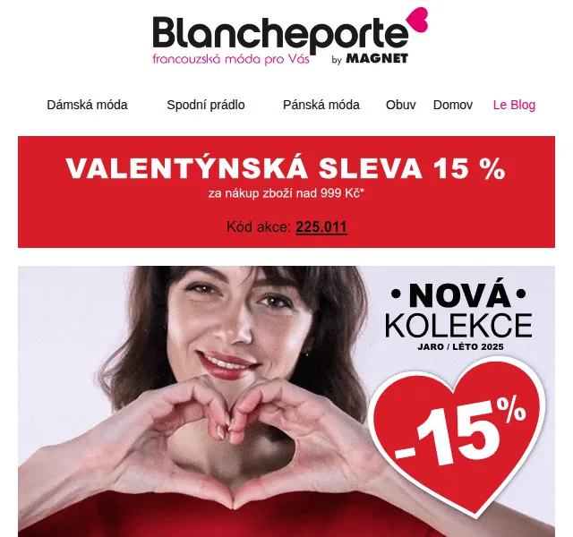 Blancheporte: Valentýnská sleva 15 % – červen 2026 | Nuslet.cz