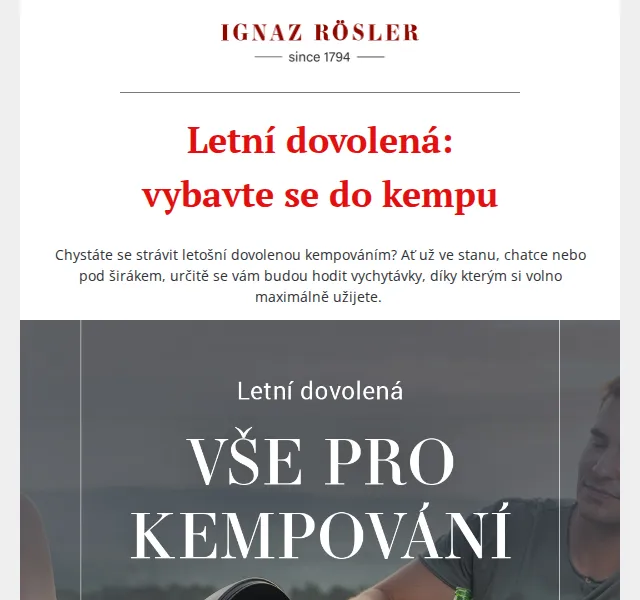Ignazrosler.cz: Vybavení do kempu – červen 2026 | Nuslet.cz