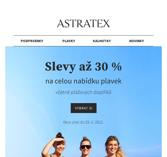 Astratex.cz: Sleva až 30 % na plavky a plážové doplňky – červen 2026 | Nuslet.cz