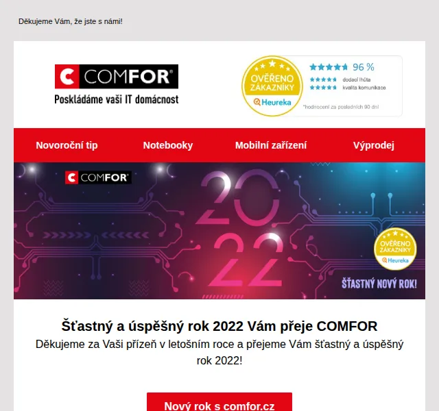 Comfor: novoroční výprodej notebooků a mobilů – červen 2026 | Nuslet.cz