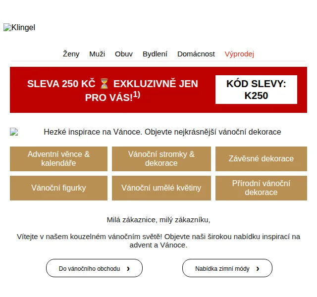 KLiNGEL: sleva 250 Kč + výprodej – červen 2026 | Nuslet.cz