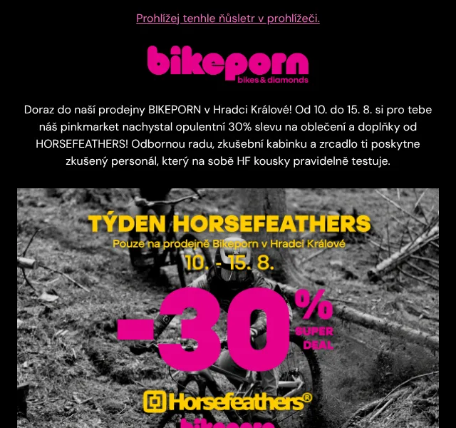 Bikeporn: Horsefeathers sleva 30 % – srpen 2026 | Nuslet.cz