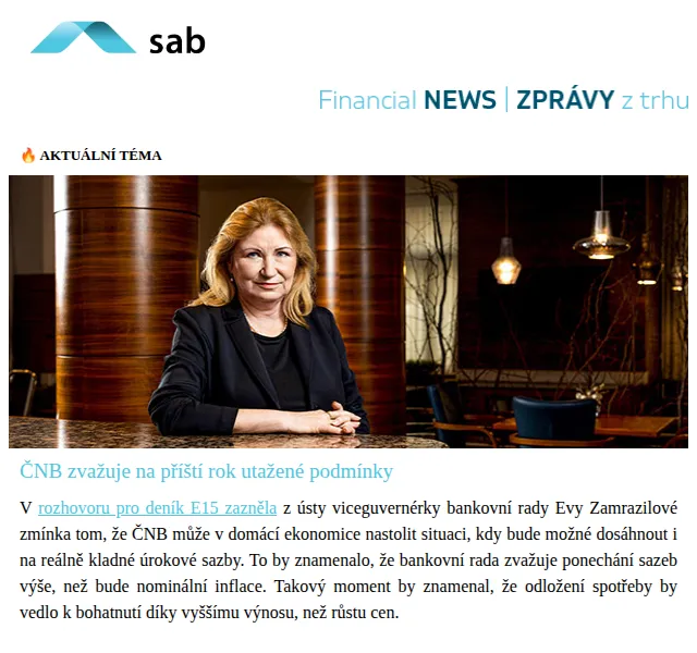 Sab: Zprávy z trhu – ČNB, inflace a recese – červen 2026 | Nuslet.cz