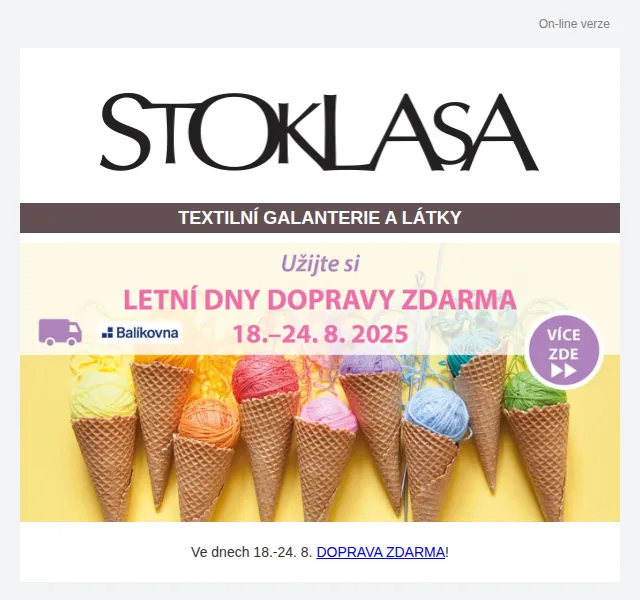 Stoklasa: Doprava zdarma – srpen 2025 | Nuslet.cz
