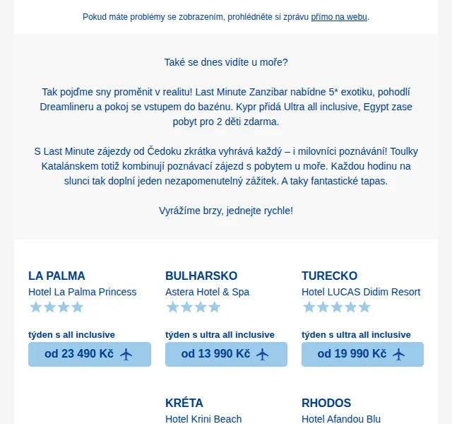 Čedok: Last Minute léto 2025 – od 13 990 Kč – červen 2025 | Nuslet.cz