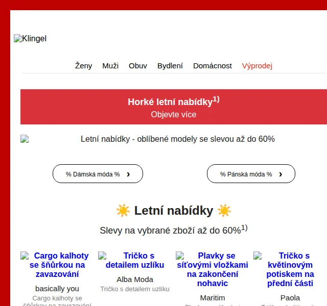 KLiNGEL: Letní nabídky až 60 % – červen 2026 | Nuslet.cz