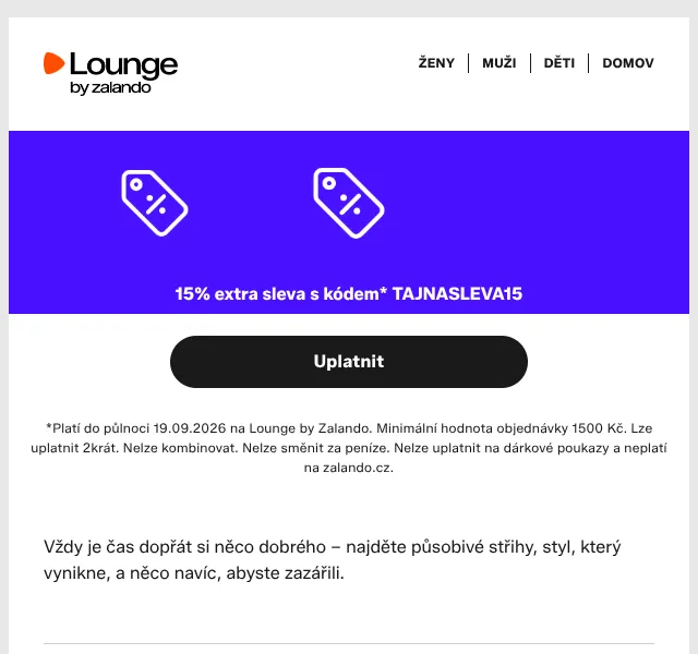 Lounge by Zalando: 15 % sleva – slevový kód
