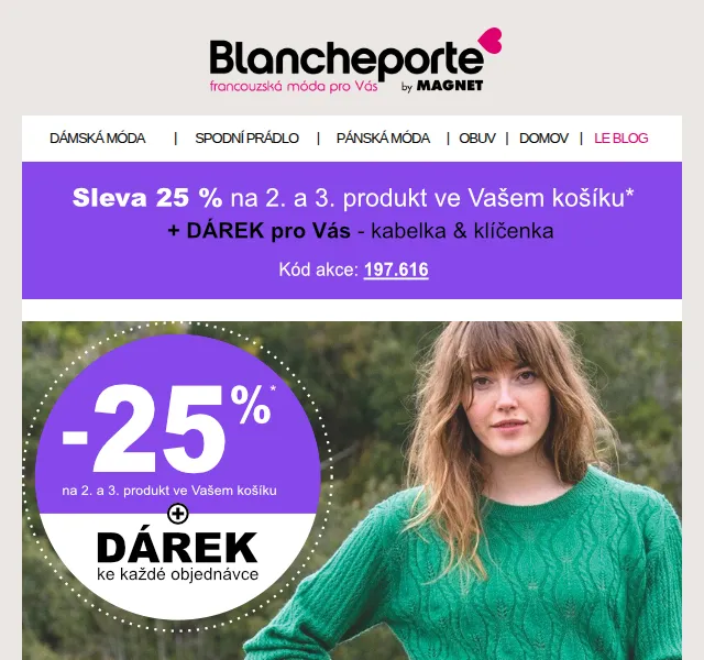 Blancheporte: Hebký i hřejivý úplet se slevou 25 % – červenec 2026 | Nuslet.cz