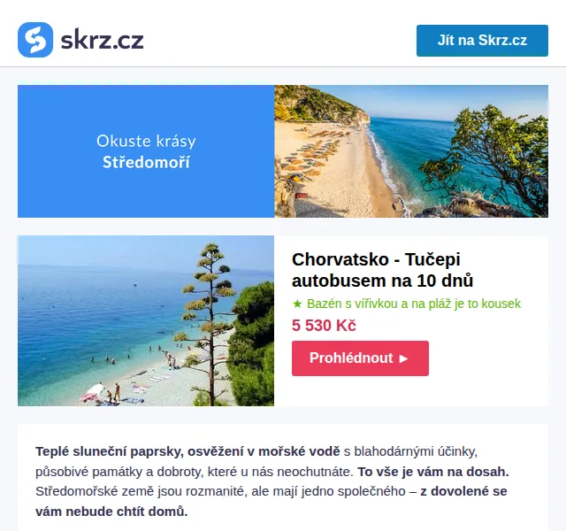 Skrz: letní dovolená v Chorvatsku od 5 530 Kč – červen 2026 | Nuslet.cz