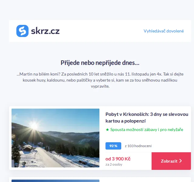 Vánoce na Skrz: Pobyty na hory se slevou – červen 2026 | Nuslet.cz