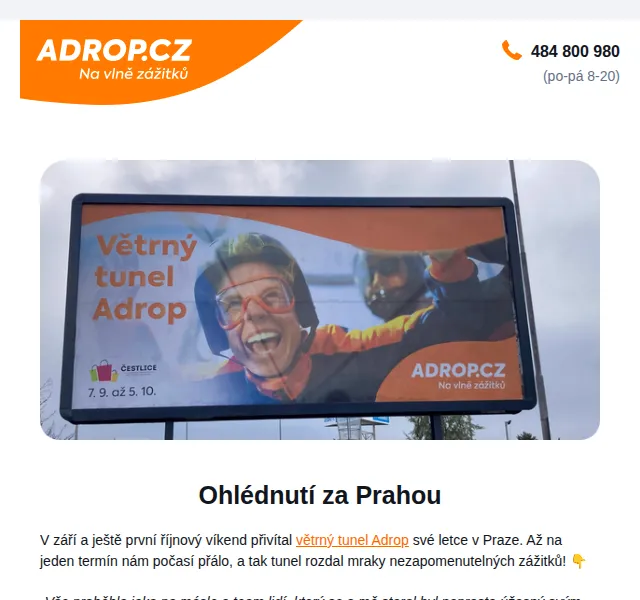 Adrop: Zážitek v aerodynamickém tunelu od 1 199 Kč – červen 2026 | Nuslet.cz