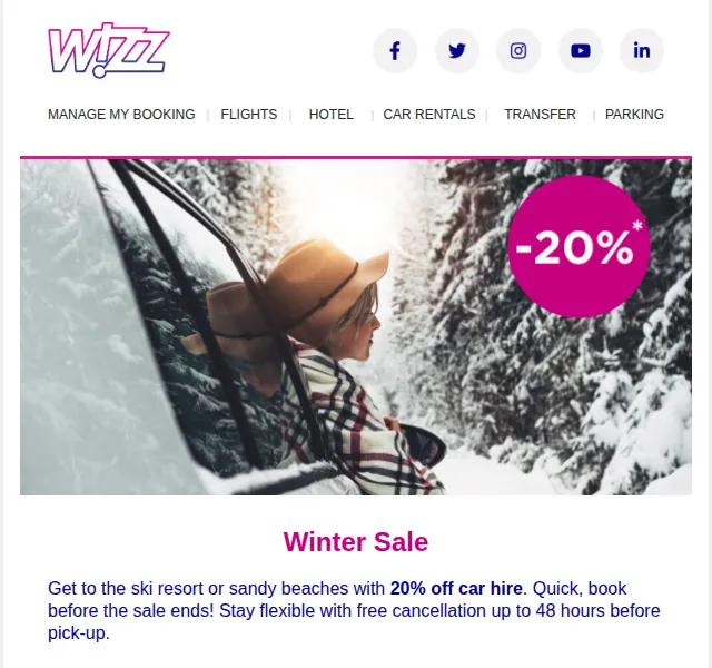 Wizz Air: Sleva až 20 % na pronájem auta – červen 2026 | Nuslet.cz