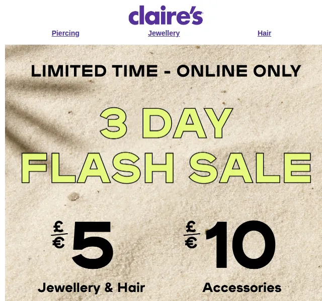 Claire's: Flash Sale slevy až 50 % – červen 2026 | Nuslet.cz
