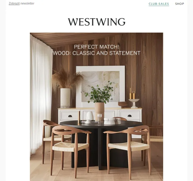 Westwing: Dřevěný nábytek Classic nebo Statement – červen 2026 | Nuslet.cz