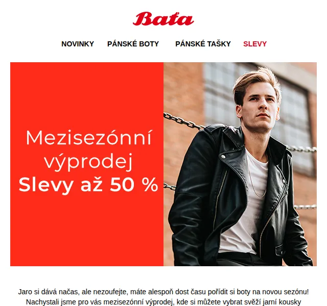 Baťa: Mezisezónní výprodej – slevy až 50 % na jarní kolekci – červen 2026 | Nuslet.cz