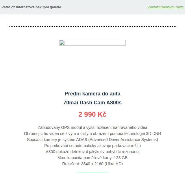 Patro.cz: Slevy až 26 % na kamery 70mai – červen 2026 | Nuslet.cz